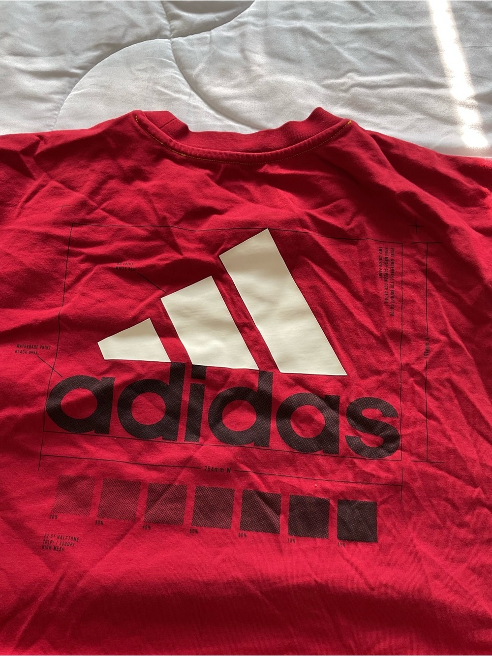 adidas Men’s Red Crew Tee with White Logo - Picture 8 of 9